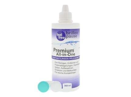 Produktbild für "feel free Premium 1x 360ml All-In-One Kontaktlinsen Pflegemittel + Behä"