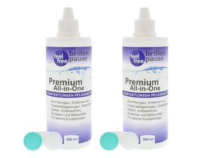 Produktbild für "feel free Premium 2x 360ml All-In-One Kontaktlinsen Pflegemittel 2B"