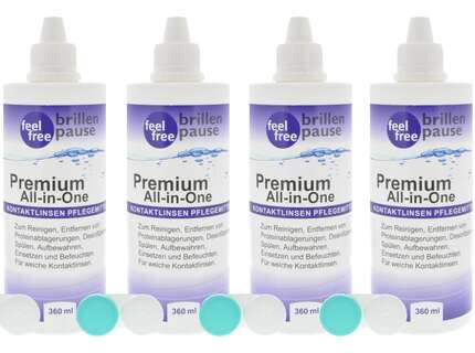 Produktbild für "feel free Premium 4x 360ml All-In-One Kontaktlinsen Pflegemittel 4B"