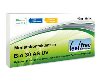 Produktbild für "Feel free Brillenpause bio 30 AS UV 6er Kontaktlinsen"