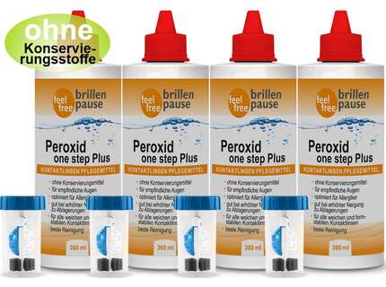 Produktbild für "Peroxid one step Plus 4x 360ml NEU Kontaktlinsen Pflegemittel"