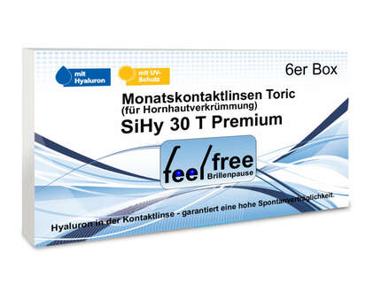 Produktbild für "Feel free Brillenpause SiHy Hyaluron Toric 6er Monatskontak"