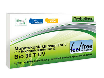 Produktbild für "Feel free Brillenpause bio 30 Toric UV Probekontaktlinse"