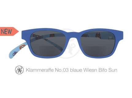Produktbild für "Lesebrille No.03 Klammeraffe Sonnenbrille Bifokal blaue Wiesn"