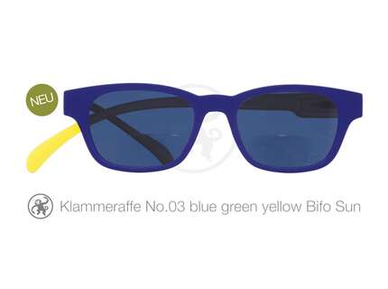 Produktbild für "Lesebrille No.03 Klammeraffe Sonnenbrille Bifokal blue/grass/yellow"