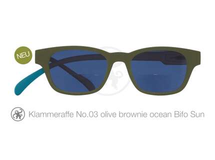 Produktbild für "Lesebrille No.03 Klammeraffe Sonnenbrille Bifokal olive/brownie/ocean"