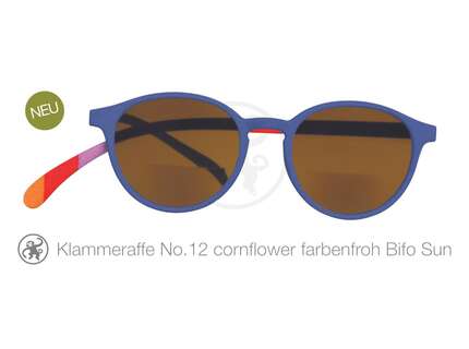 Produktbild für "Lesebrille No.12 Klammeraffe SUN Bifokal cornflower/farbenfroh"